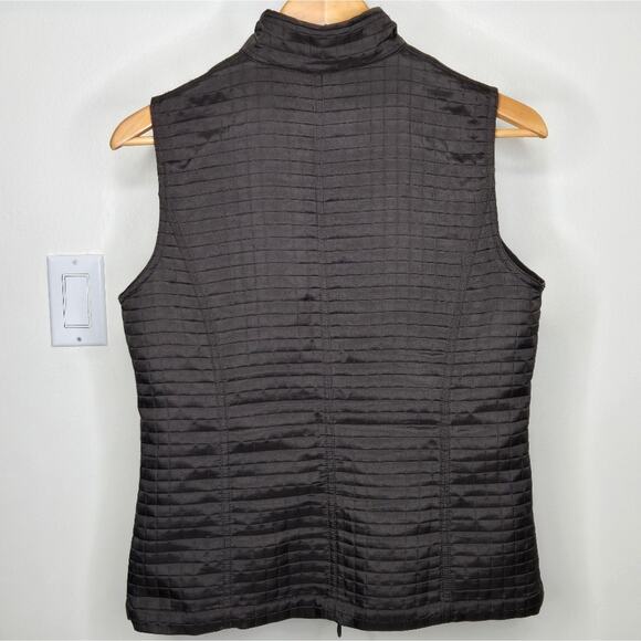 Chico's Quilted Dark Green/Gray Quilted Waffle Pattern 2way Zip Vest Sz 0/Small - Picture 8 of 10